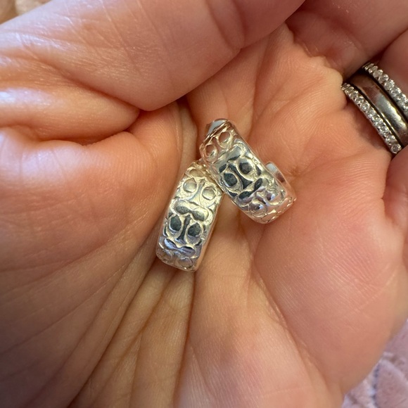 Coach small earrings real silver 1/2 inch authentic - Picture 2 of 5